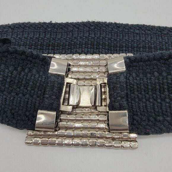 Vintage Womens Black Belt Sequins 80s Belt Disco Party Evening Bling Buckle READ - Picture 4 of 7